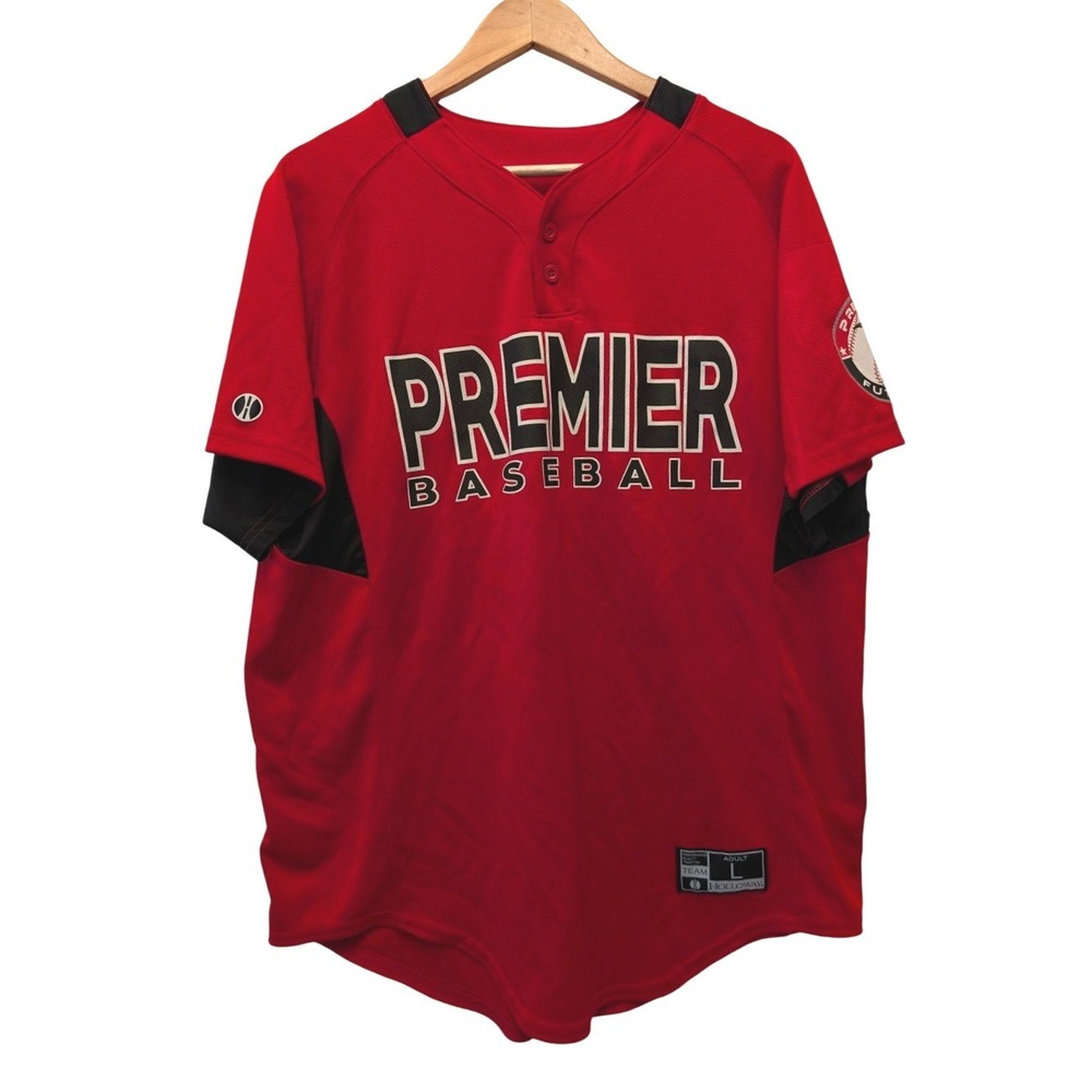 Holloway Premier Baseball Jersey Red Black Short Sleeve Number 32 Adult Large